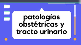 patologías
obstétricas y
tracto urinario
 