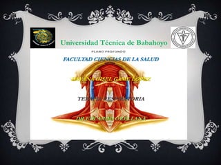 Universidad Técnica de Babahoyo
FACULTAD CIENCIAS DE LA SALUD
DAYANA GISEL GAME LOPEZ
TERAPIA RESPIRATORIA
DR.EDUARDO ORELLANA
 
