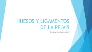 HUESOS Y LIGAMENTOS
DE LA PELVIS
Dra.Ana Cecilia Arevalo S
 