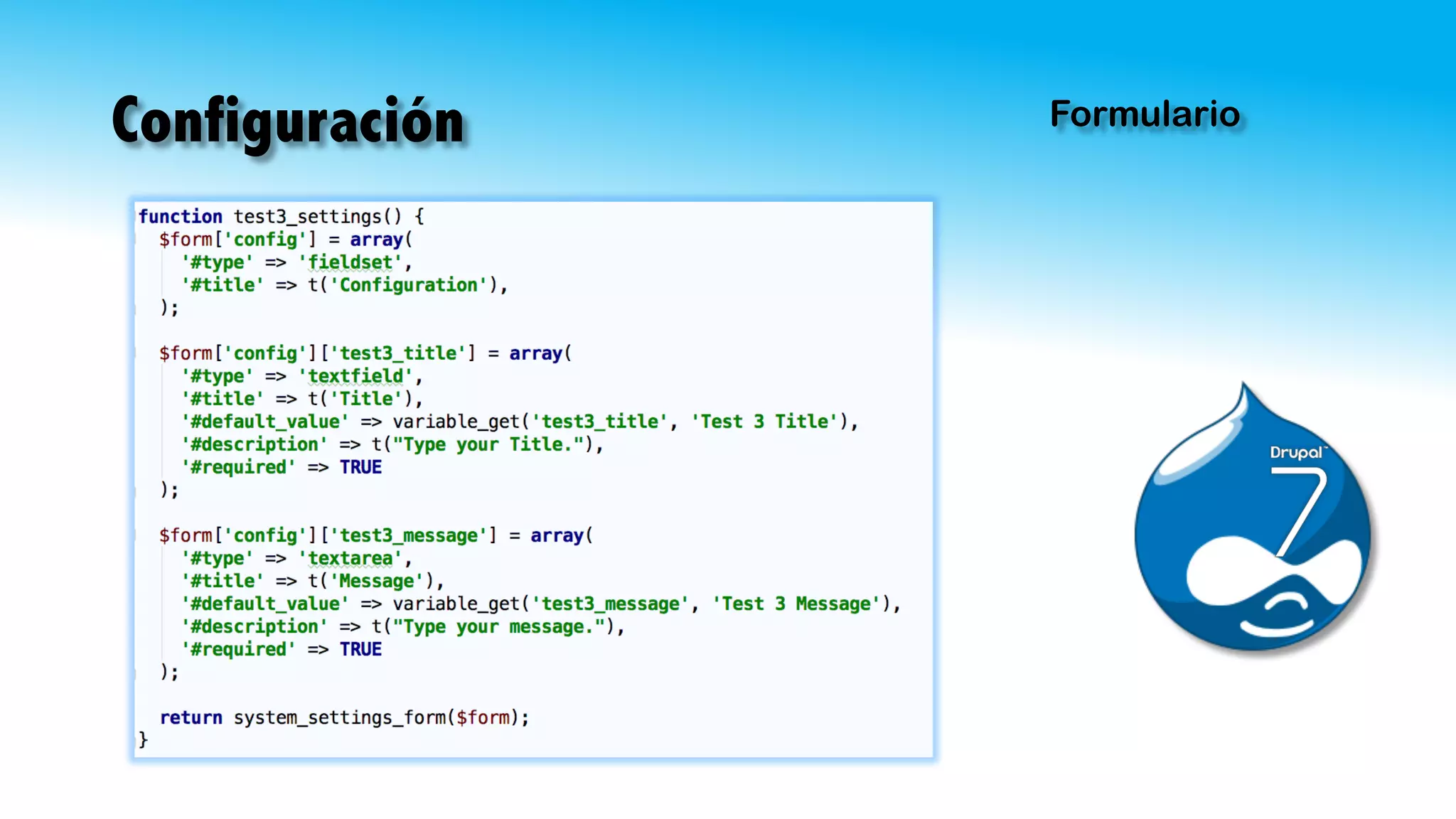 Configuración Formulario
 