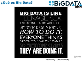 ¿Qué es Big Data?
http://es.wikipedia.org/wiki/Los_ciegos_y_el_elefante
@abxda
 