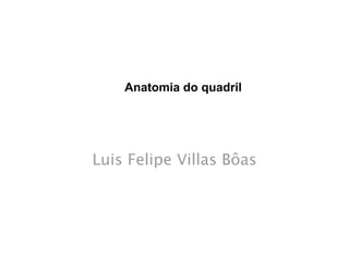 ANATOMIA DO QUADRIL
ATOMIANATOMIA DO QUADRIL
  A ANATOMIA DO Anatomia do quadril


           Luis Felipe Villas Bôas
 