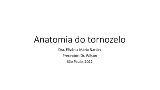 Anatomia do tornozelo
Dra. Elivânia Maria Nardes
Preceptor: Dr. Wilson
São Paulo, 2022
 