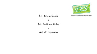 Art. Trocleoulnar
+
Art. Radiocapitular
=
Art. do cotovelo
 