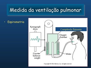 Medida da ventilação pulmonar
   Medida da ventilação pulmonar

• Espirometria

                       Campânula flutuante
 