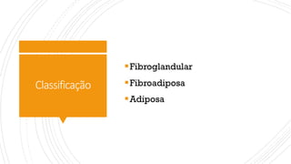 Classificação
§Fibroglandular
§Fibroadiposa
§Adiposa
 