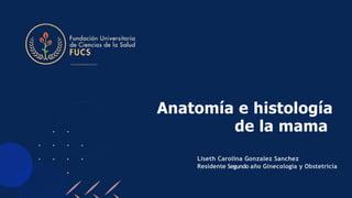 Anatomía e histología
de la mama
Liseth Carolina Gonzalez Sanchez
Residente Segundo año Ginecologia y Obstetricia
 
