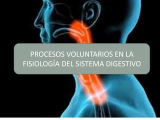 PROCESOS VOLUNTARIOS EN LA
FISIOLOGÍA DEL SISTEMA DIGESTIVO
 