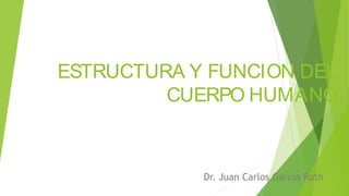 ESTRUCTURA Y FUNCION DEL
CUERPO HUMANO
Dr. Juan Carlos García Roth
 