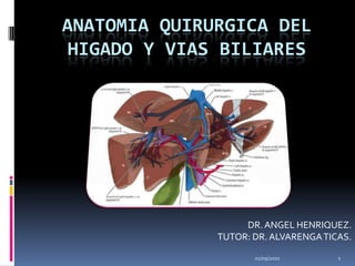 14/10/2009 1 ANATOMIA QUIRURGICA DEL HIGADO Y VIAS BILIARES DR. ANGEL HENRIQUEZ. TUTOR: DR. ALVARENGA TICAS. 