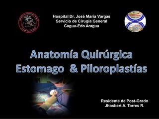 Hospital Dr. José María Vargas
Servicio de Cirugía General
Cagua-Edo Aragua
Residente de Post-Grado
Jhosbert A. Torres R.
 