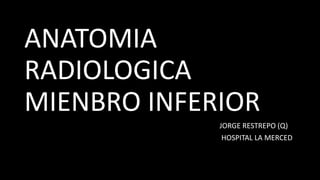 ANATOMIA
RADIOLOGICA
MIENBRO INFERIOR
JORGE RESTREPO (Q)
HOSPITAL LA MERCED
 