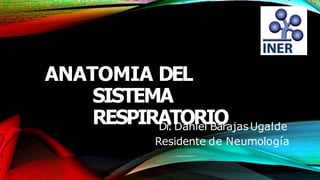 ANATOMIA DEL
SISTEMA
RESPIRATORIO
Dr
. Daniel BarajasUgalde
Residente de Neumología
 