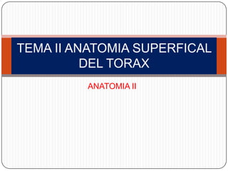 ANATOMIA II TEMA II ANATOMIA SUPERFICAL DEL TORAX 