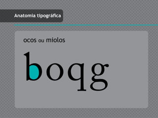 Anatomia tipográfica




   ocos   ou   miolos




    boqg
 