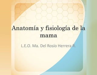 Anatomía y fisiología de la
mama
L.E.O. Ma. Del Rosío Herrera R.
 