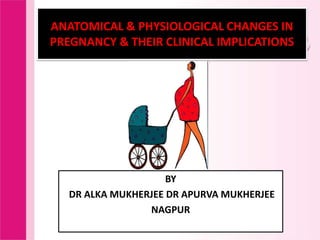 ANATOMICAL & PHYSIOLOGICAL CHANGES IN
PREGNANCY & THEIR CLINICAL IMPLICATIONS
BY
DR ALKA MUKHERJEE DR APURVA MUKHERJEE
NAGPUR
 