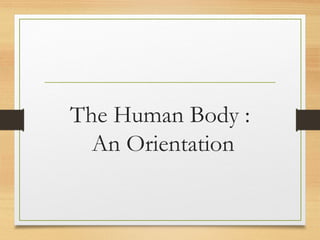 The Human Body :
An Orientation
 