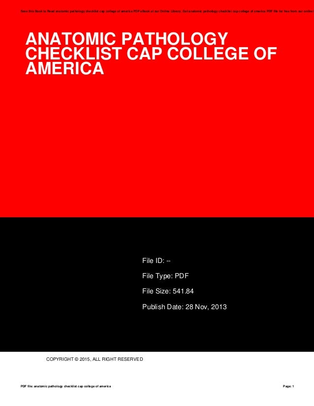 Cap Checklist Anatomic Pathology