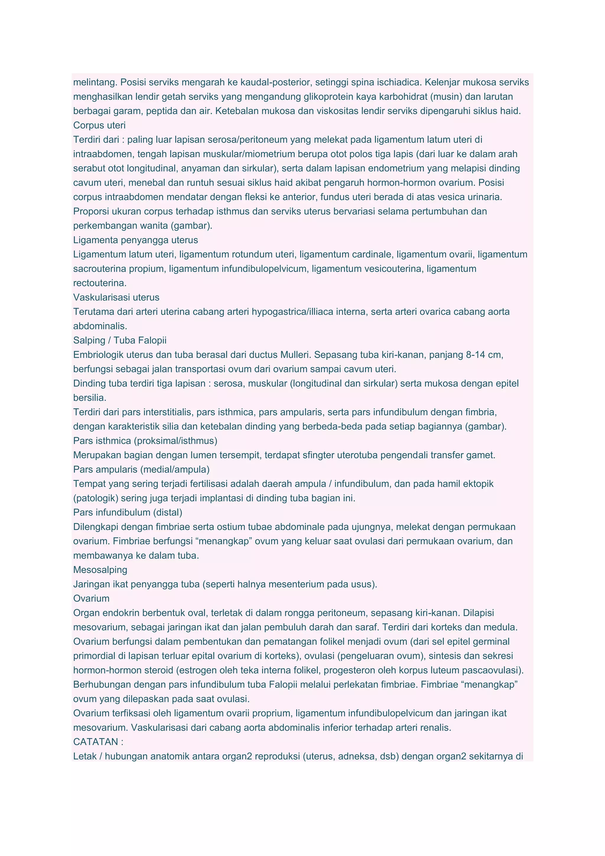 Anatomi dan fisiologi sistem reproduksi wanita | DOCX