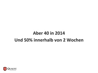 Aber 40 in 2014
Und 50% innerhalb von 2 Wochen
 