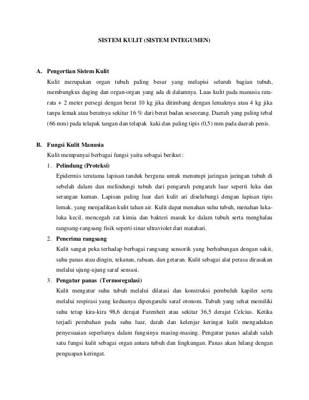 Contoh Makalah Anatomi Fisiologi Sistem Integumen