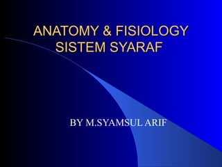 ANATOMY & FISIOLOGY
  SISTEM SYARAF




    BY M.SYAMSUL ARIF
 