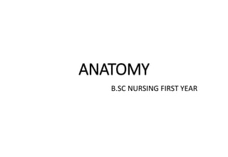 ANATOMY
B.SC NURSING FIRST YEAR
 