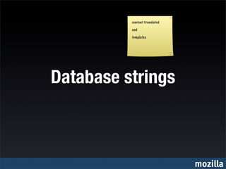 content translated

          and

          templates




Database strings



                               mozilla
 