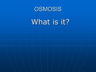 OSMOSIS
What is it?
 