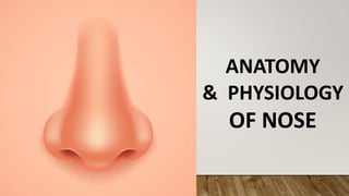 ANATOMY
& PHYSIOLOGY
OF NOSE
 