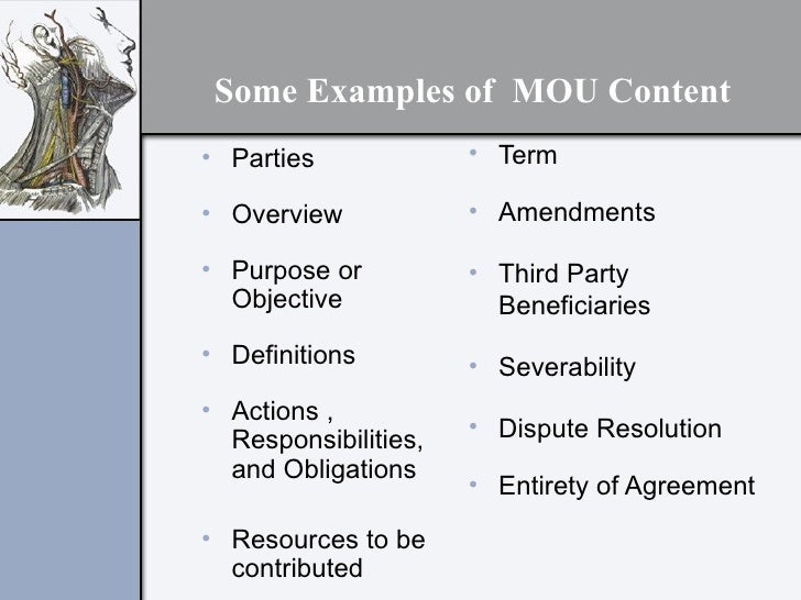 Parts Of A Memorandum Of Understanding What Is A Memorandum Of 