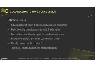 Anatomy Of A Modern Game Design Document Ralf Adam Vera Frisch 4c