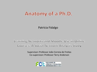 Patrícia Fidalgo




Supervisor: Professor João Correia de Freitas
  Co-supervisor: Professor Terry Anderson
 