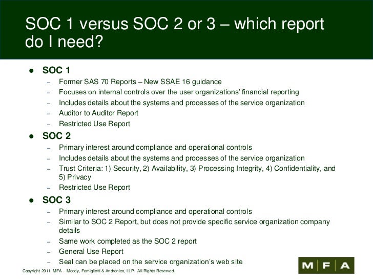 Anatomy of Service Organization Control (SOC) Reports July 2011