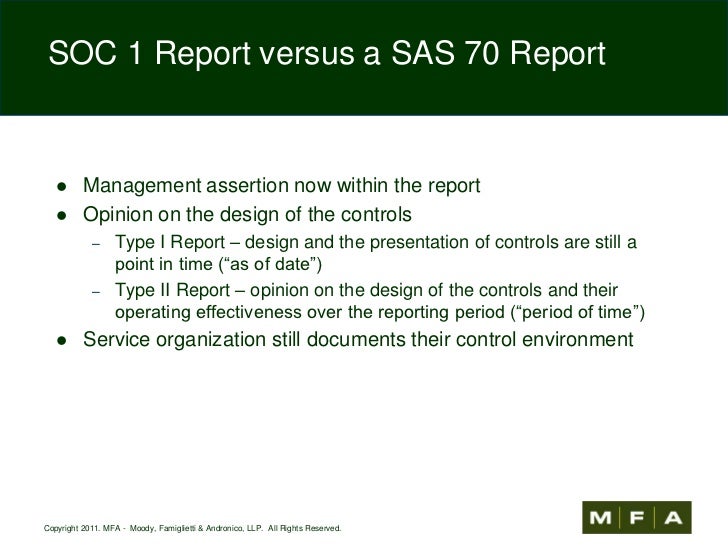 Anatomy of Service Organization Control (SOC) Reports July 2011
