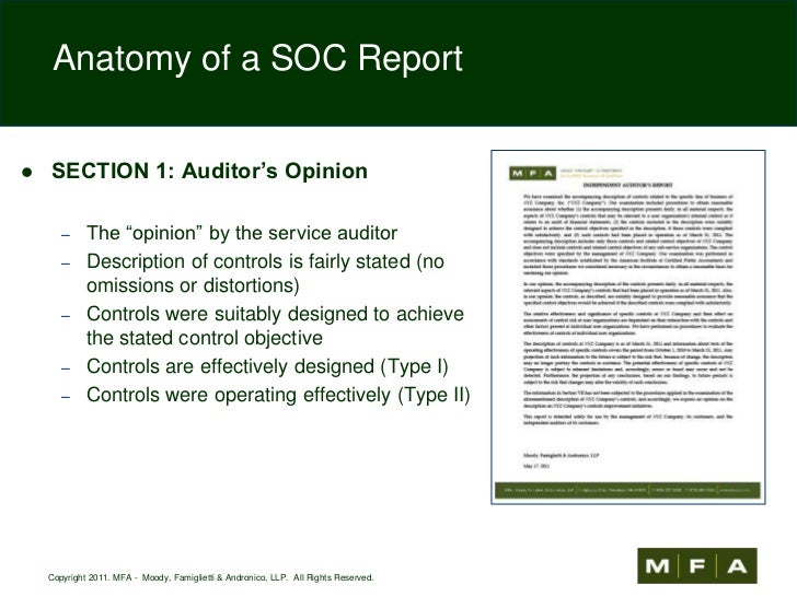 Anatomy of Service Organization Control (SOC) Reports July 2011
