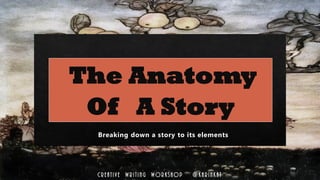 The Anatomy
Of A Story
C R EATIVE W R IT ING W O RKS HOP @ k arinkat
Breaking down a story to its elements
 