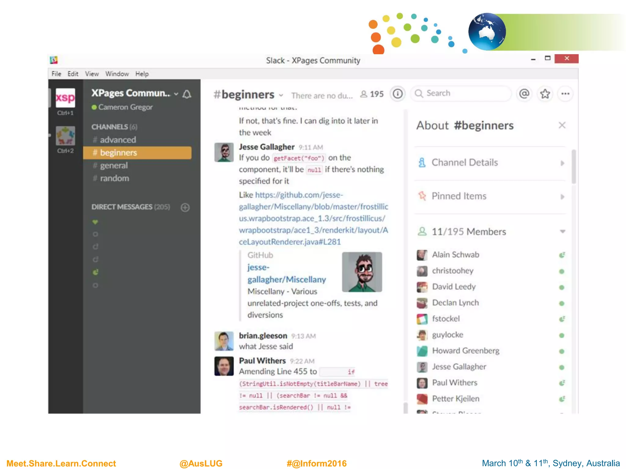 March 10th & 11th, Sydney, AustraliaMeet.Share.Learn.Connect @AusLUG #@Inform2016
 