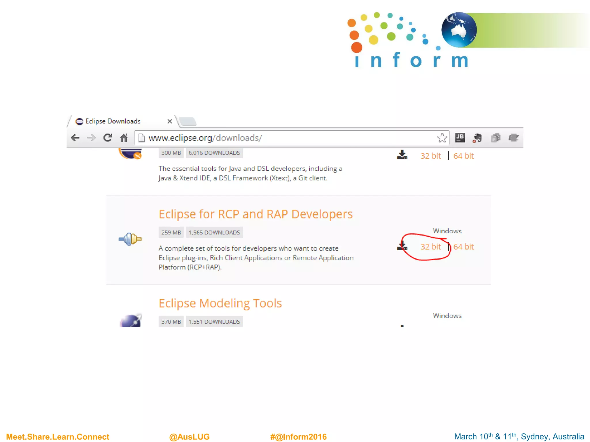 March 10th & 11th, Sydney, AustraliaMeet.Share.Learn.Connect @AusLUG #@Inform2016
 