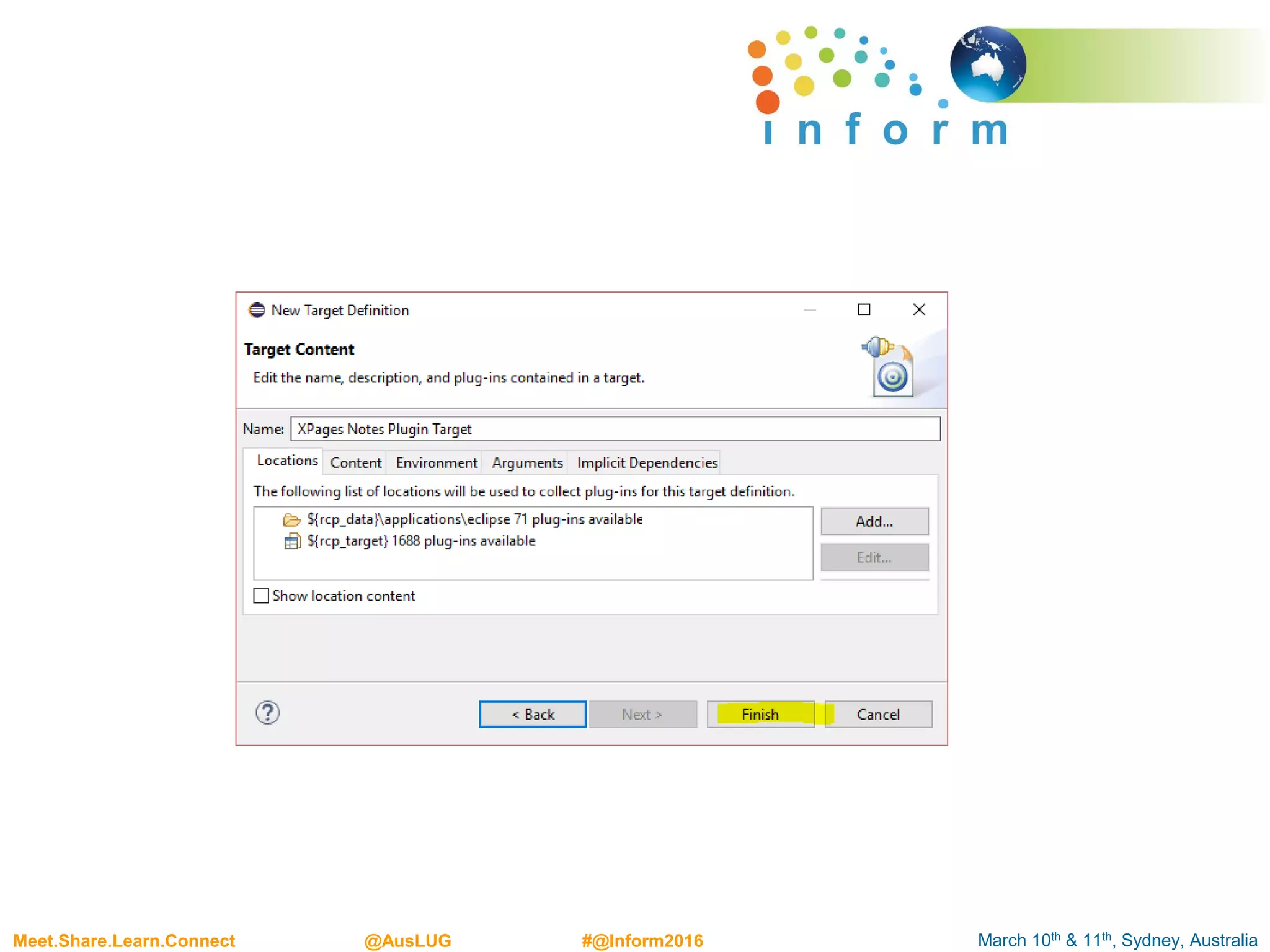 March 10th & 11th, Sydney, AustraliaMeet.Share.Learn.Connect @AusLUG #@Inform2016
 