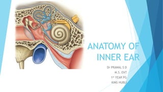 ANATOMY OF
INNER EAR
Dr PRAWAL S D
M.S. ENT
1st YEAR PG
KIMS HUBLI
 
