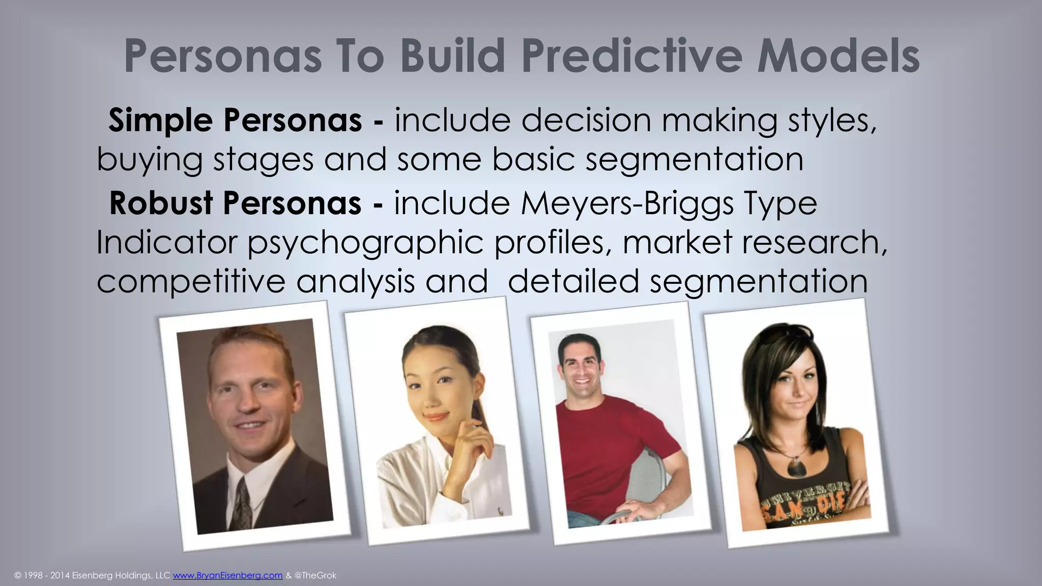 © 1998 - 2014 Eisenberg Holdings, LLC www.BryanEisenberg.com & @TheGrok
Always An Audience Of One
 