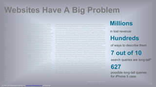 © 1998 - 2014 Eisenberg Holdings, LLC www.BryanEisenberg.com & @TheGrok
Segments, Sub-Segments & More
Interests
Demographics
Psychographics
Source
Behavior
Interaction
Buying stage
Economic value
Social
Johari model
Compexogram
 
