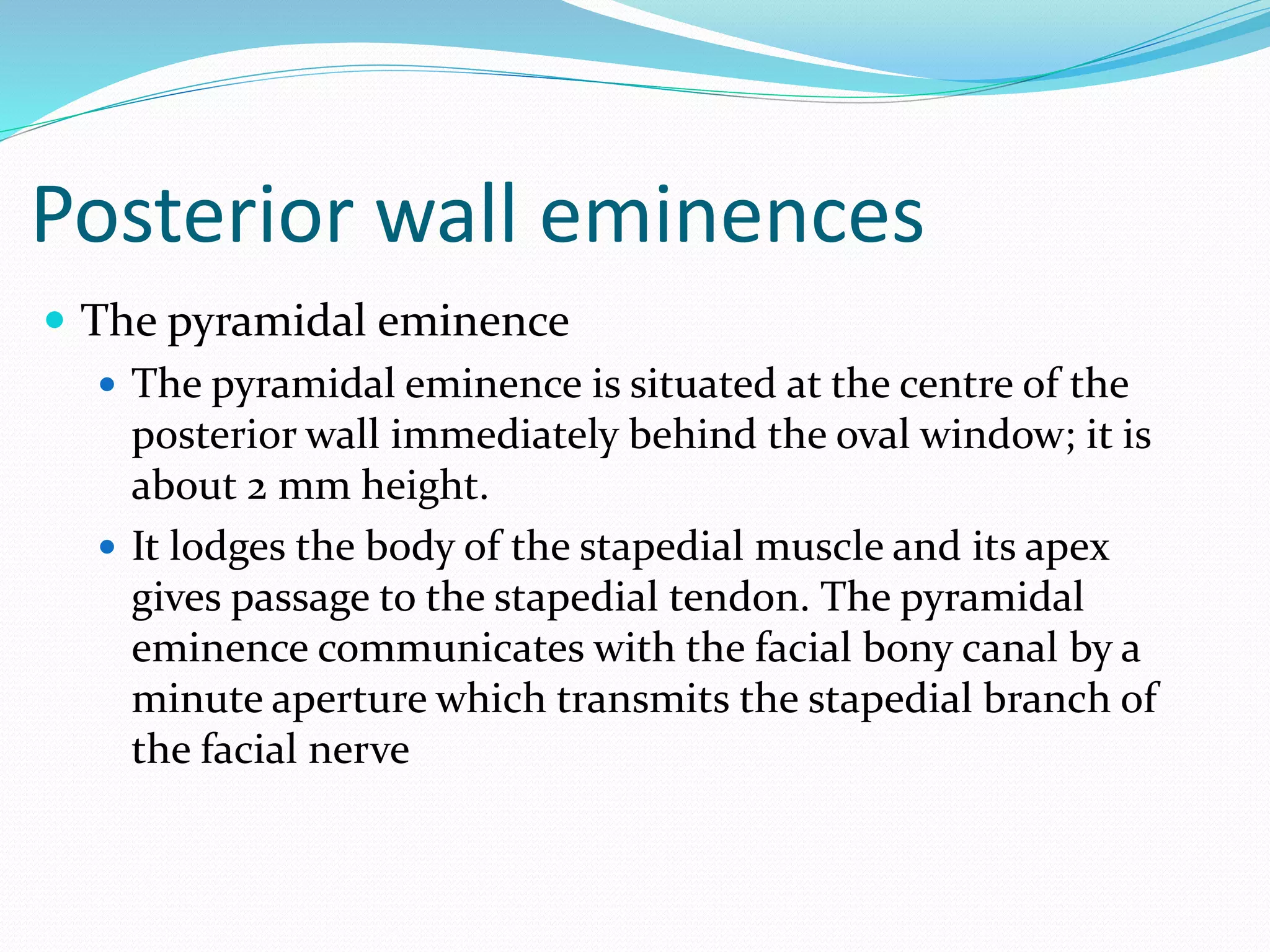 Pyramidal Prominence Anatomy of middle ear and its radiological correlation | PPTX