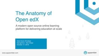 The Anatomy of
Open edX
A modern open source online learning
platform for delivering education at scale
Nate Aune (@natea)
DjangoCon - San Diego
October 17, 2018
www.appsembler.com
 