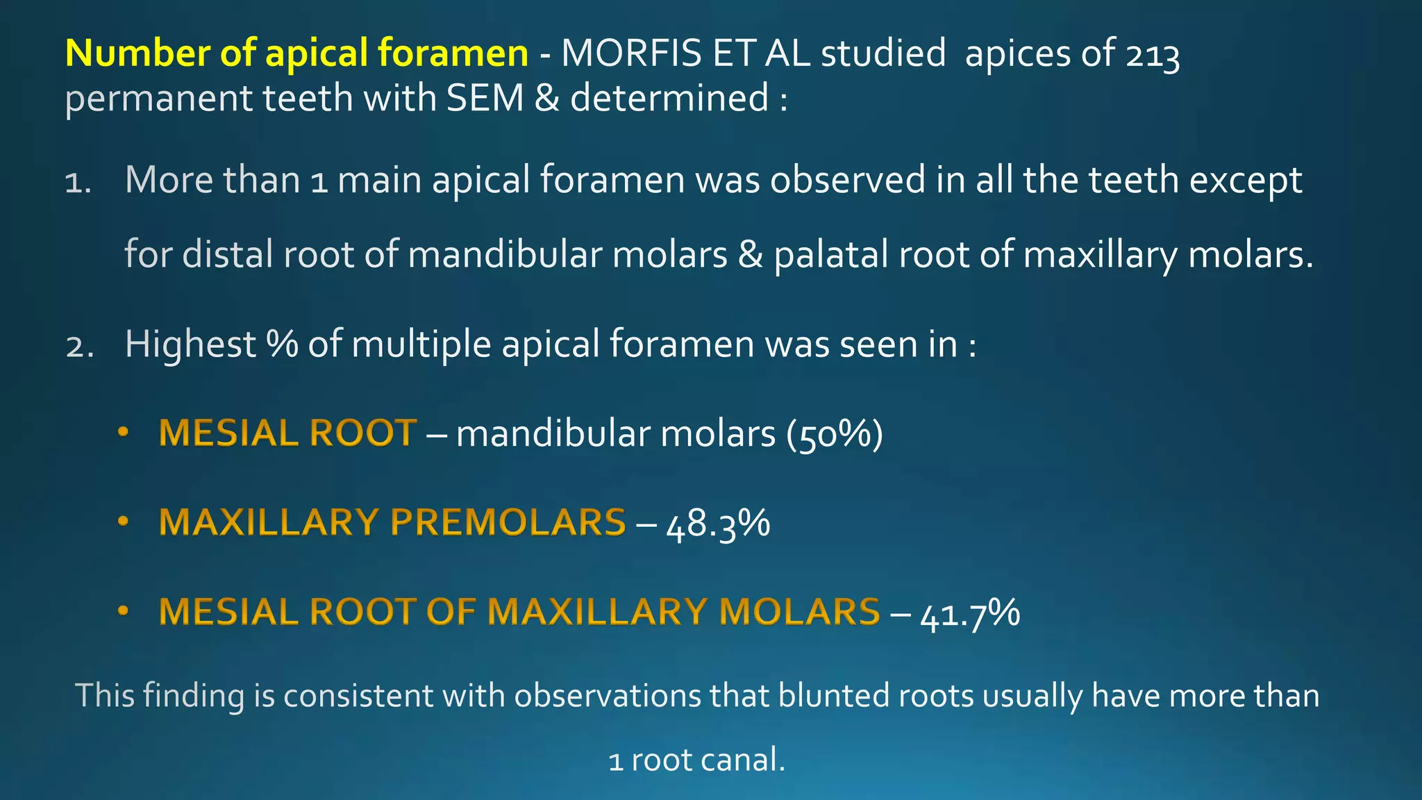 Number of apical foramen
 