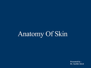 Presented by -
Dr. Surbhi Abrol
Anatomy Of Skin
 