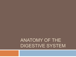 ANATOMY OF THE
DIGESTIVE SYSTEM
 