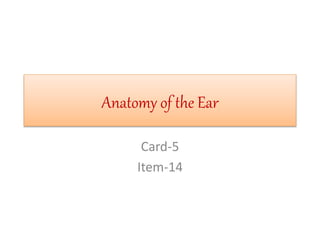 Anatomy of the Ear
Card-5
Item-14
 